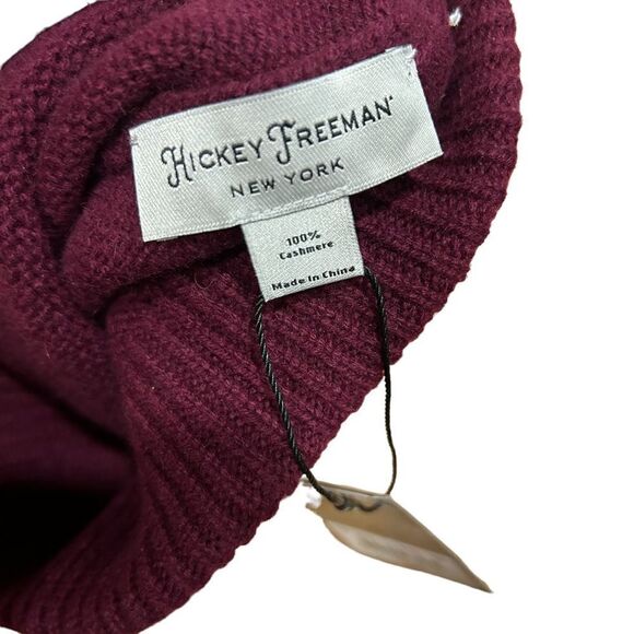 Hickey Freeman New York Vintage Burgundy Ribbed Cashmere Beanie Hat - Picture 6 of 6